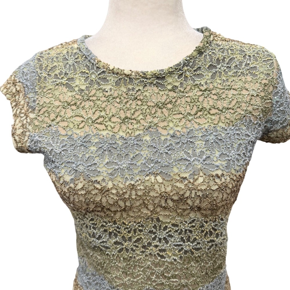 Womens M 90s Y2K Style Fitted Lace Top Coquette Romantic Whimsigoth Indie Sleaze